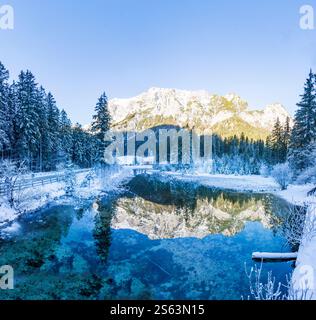 Ramsau bei Berchtesgaden: hintersee, Predigtstuhl in Oberbayern, Berchtesgadener Land, Oberbayern, Bayern, Deutschland Stockfoto
