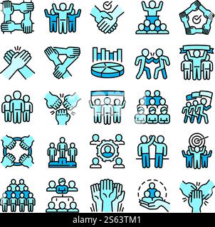 Kohäsionssymbole festgelegt. Kontursatz von Kohäsionsvektorsymbolen für Webdesign isoliert auf weißem Hintergrund. Symbolgruppe Kohäsion, Umrissstil Stock Vektor
