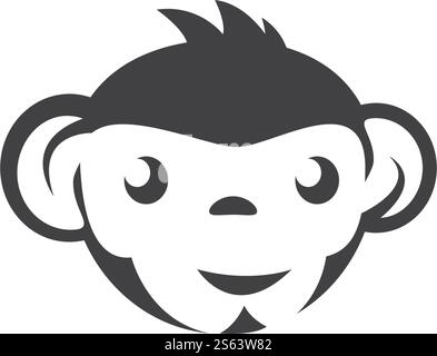 Flaches Design mit Affenkopf-Logo und Vektor Stock Vektor