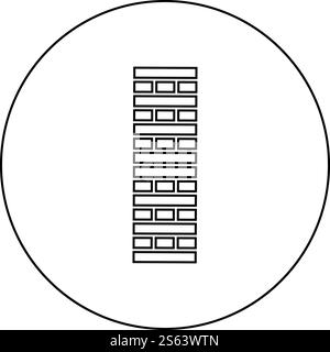 Ziegelsäule Blöcke im Stapel Spiel für zu Hause Erwachsene und Kinder Freizeit Brettspiele Holzblock Icon im Kreis rund Umriss schwarze Farbe Vektor Illustration flache Stil einfaches Bild. Ziegelsäule Blöcke im Stapel Spiel für zu Hause Erwachsene und Kinder Freizeit Brettspiele Holzblock Icon im Kreis rund Umriss schwarze Farbe Vektor Illustration flache Stil Bild Stock Vektor