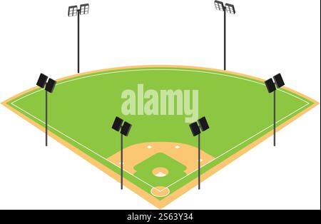 Baseballfeld-Symbol. Isometrisch des Baseballfeldvektorsymbols für Webdesign isoliert auf weißem Hintergrund. Baseballfeld-Symbol, isometrischer Stil Stock Vektor