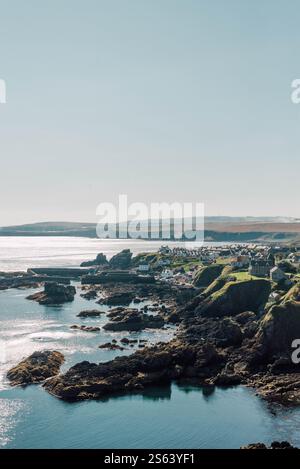 Die Küste von Ostschottland mit Blick auf St. Abbs an einem sonnigen Tag Stockfoto