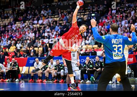Herning, Dänemark. Januar 2025. Kamil Syprzak von der polnischen Nationalmannschaft während der IHF Männer - Handball-Weltmeisterschaft - Deutschland gegen Polen, Handballspiel in Herning, Dänemark, 15. Januar 2025 Credit: Independent Photo Agency/Alamy Live News Stockfoto
