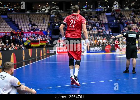 Herning, Dänemark. Januar 2025. Kamil Syprzak von der polnischen Nationalmannschaft während der IHF Männer - Handball-Weltmeisterschaft - Deutschland gegen Polen, Handballspiel in Herning, Dänemark, 15. Januar 2025 Credit: Independent Photo Agency/Alamy Live News Stockfoto