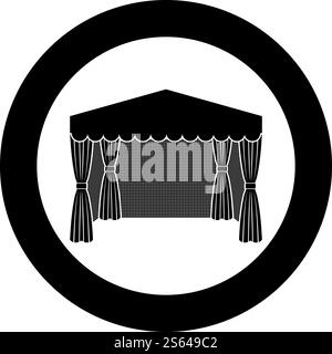 Pavillon für Einkaufen Business Zelt Festzelt für Werbung Icon im Kreis Runde schwarze Farbe Vektor Illustration flache Art einfaches Bild. Pavillon für Einkaufen Business Zelt Festzelt für Werbung Icon im Kreis Runde schwarze Farbe Vektor Illustration flache Stil Bild Stock Vektor