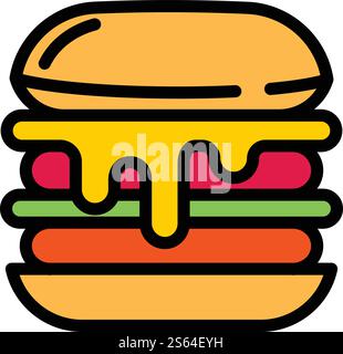 Käseburger-Symbol. Umreißen Sie Käseburger-Vektor-Symbol für Webdesign isoliert auf weißem Hintergrund. Cheese Burger Ikone, Outline Style Stock Vektor