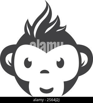 Flaches Design mit Affenkopf-Logo und Vektor Stock Vektor