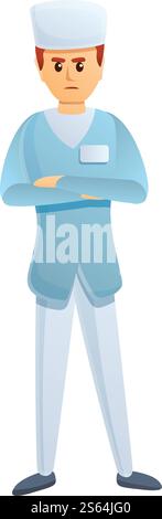 Psychiatrische Klinik ernsthafter Arzt Icon. Cartoon des psychischen Krankenhauses ernsthafte Doktor Vektor-Symbol für Web-Design isoliert auf weißem Hintergrund. Psychiatrische Klinik ernsthafte Doktor Icon, Cartoon Stil Stock Vektor