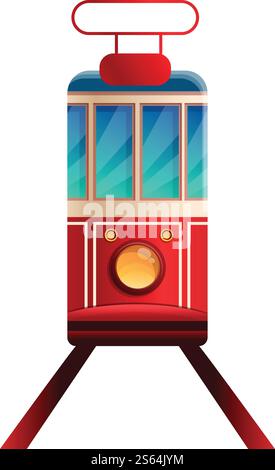 Tramcar-Symbol. Cartoon des Straßenbahnvektorsymbols für Webdesign isoliert auf weißem Hintergrund. Tramcar-Ikone, Cartoon-Stil Stock Vektor
