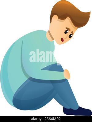 Ikone der Psychiatrie des Alleinjungen. Cartoon von allein Junge psychiatrische Krankenhaus Vektor-Symbol für Web-Design isoliert auf weißem Hintergrund. Allein Junge Geisteskrankenhaus Ikone, Cartoon Stil Stock Vektor