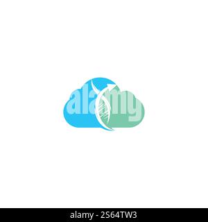 Menschliche DNA und Cloud-Logo. Design mit Vektor-Logo für Science Genetik. Genetische Analyse, Forschung Biotech Code DNA. Biotechnologie-Genom-Chromosom. Stock Vektor