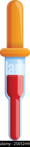 Symbol für Blutpipetten. Cartoon des Blut Pipettenvektorsymbols für Web-Design isoliert auf weißem Hintergrund. Blutpipettensymbol im Cartoon-Stil Stock Vektor