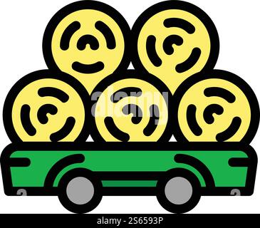 Symbol für Wheat Roll Trailer. Umrissweizenanhänger-Vektor-Symbol für Webdesign isoliert auf weißem Hintergrund. Wheat Roll Trailer-Symbol, Outline-Style Stock Vektor