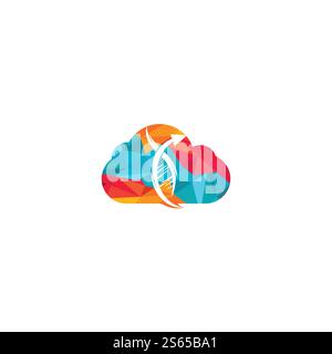 Menschliche DNA und Cloud-Logo. Design mit Vektor-Logo für Science Genetik. Genetische Analyse, Forschung Biotech Code DNA. Biotechnologie-Genom-Chromosom. Stock Vektor