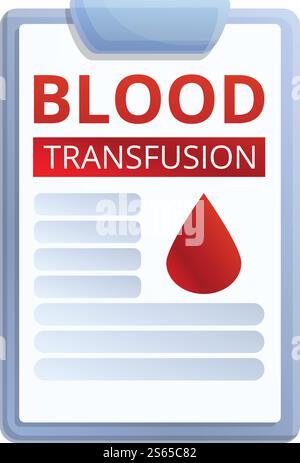 Symbol für die Zwischenablage für Bluttransfusionen. Cartoon von Bluttransfusions-Clipboard-Vektor-Symbol für Web-Design isoliert auf weißem Hintergrund. Bluttransfusionen Clipboard-Symbol, Cartoon-Stil Stock Vektor