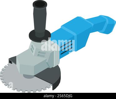 Symbol für Winkelschleifer. Isometrisch des Winkelschleifer-Vektorsymbols für Webdesign isoliert auf weißem Hintergrund. Winkelschleifer Symbol, isometrischer Stil Stock Vektor