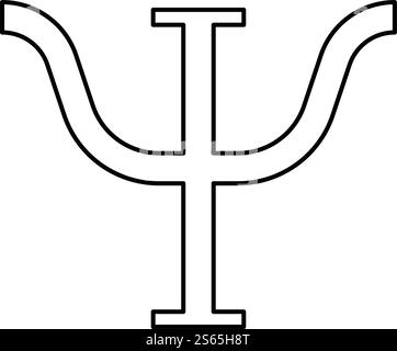 Psi griechisches Symbol Großbuchstabe Großbuchstabe Schriftart Symbol Umrandung schwarzer Farbvektor Illustration flaches einfaches Bild. Psi griechisches Symbol Großbuchstabe Großbuchstabe Schriftart Symbol Umrandung schwarzer Farbvektor Illustration flaches Bild Stock Vektor