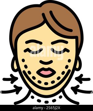 Symbol für Gesichtskorrektur. Kontur Gesichtskorrekturvektor-Symbol für Webdesign isoliert auf weißem Hintergrund. Gesichtskorrektur-Symbol, Umrissstil Stock Vektor