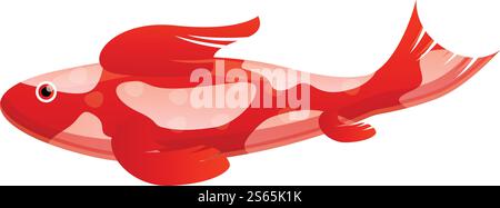 Asiatische Karpfenfigur. Cartoon des asiatischen Karpfenvektorsymbols für Webdesign isoliert auf weißem Hintergrund. Asiatische Karpfensykone im Cartoon-Stil Stock Vektor