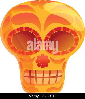 Alte mexikanische Schädelfigur. Cartoon des alten mexikanischen Schädelvektorsymbols für Webdesign isoliert auf weißem Hintergrund. Alte mexikanische Schädelfigur im Cartoon-Stil Stock Vektor