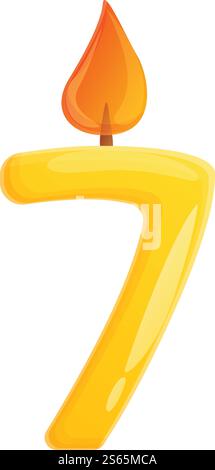 Kerzensymbol mit sieben Ziffern. Cartoon von sieben Zahlen Kerzenvektor-Symbol für Web-Design isoliert auf weißem Hintergrund. Siebenstellige Kerzenfigur im Cartoon-Stil Stock Vektor