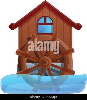 Symbol Wassermühle. Cartoon des Wassermühle-Vektor-Icons für Webdesign isoliert auf weißem Hintergrund. Wassermühle-Ikone, Cartoon-Stil Stock Vektor