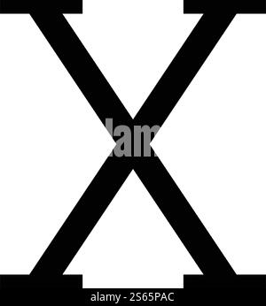 Chi griechisches Symbol Großbuchstabe Großbuchstabe Schriftart Symbol Schwarze Farbe Vektor Illustration flache Stil einfaches Bild. Chi griechisches Symbol Großbuchstabe Großbuchstabe Schriftart Symbol Schwarzer Farbvektor Illustration flaches Bild Stock Vektor