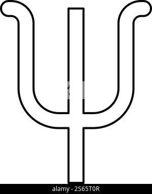 Psi griechisches Symbol kleiner Buchstabe Kleinbuchstaben Symbol Umrandung schwarzer Farbvektor Illustration flaches Bild. Psi griechisches Symbol kleiner Buchstabe Kleinbuchstaben Symbol Umrandung schwarzer Farbvektor Illustration flaches Bild Stock Vektor