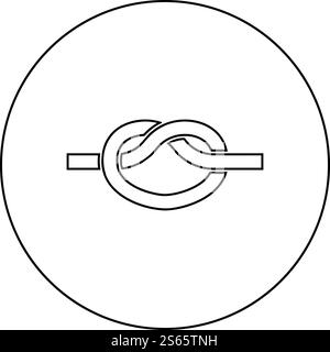 Knoten Seil gebunden Knoten Verbinden Konzept Schlinge Symbol im Kreis rund Umriss schwarz Farbe Vektor Illustration flach Stil einfaches Bild. Knoten Seil gebunden Knoten Verbinden Konzept Schlinge Symbol in Kreis Runde Umrandung schwarz Farbe Vektor Illustration flach Stil Bild Stock Vektor