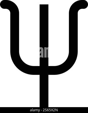 Psi griechisches Symbol kleiner Buchstabe Kleinbuchstabe Schriftart Symbol schwarzer Farbvektor Illustration flaches einfaches Bild. Psi griechisches Symbol kleiner Buchstabe Kleinbuchstaben Symbol schwarzer Farbvektor Illustration flaches Bild Stock Vektor