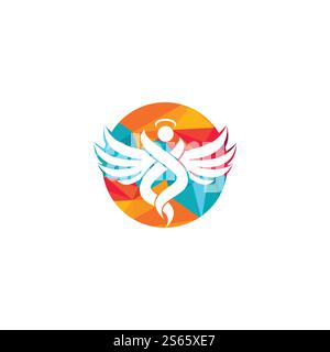 Abstraktes Angel Vector Logo-Design. Repräsentiert das Konzept von Religion, Freundlichkeit und Nächstenliebe. Stock Vektor