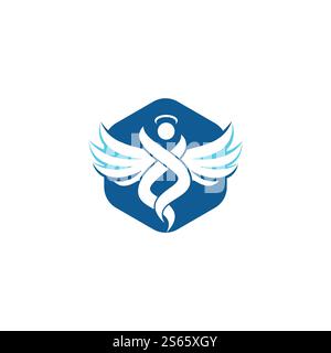 Abstraktes Angel Vector Logo-Design. Repräsentiert das Konzept von Religion, Freundlichkeit und Nächstenliebe. Stock Vektor