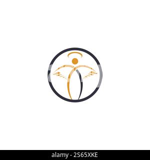 Abstraktes Angel Vector Logo-Design. Repräsentiert das Konzept von Religion, Freundlichkeit und Nächstenliebe. Stock Vektor