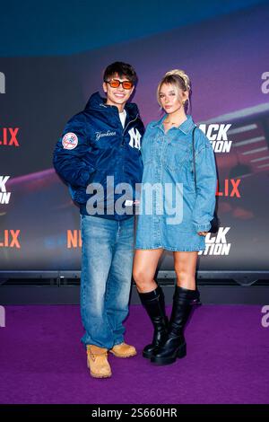 Premiere - Back in Action Noah Miguel Oechsle Rodriguez und Lara Spengler bei der Weltpremiere zur Netflix Produktion Back in Action im Zoo Palast am 15.01.2025 in Berlin. *** Premiere Back in Action Noah Miguel Oechsle Rodriguez und Lara Spengler bei der Uraufführung der Netflix-Produktion Back in Action im Zoo Palast am 15 01 2025 in Berlin Copyright: XEventpressxKochanx Stockfoto