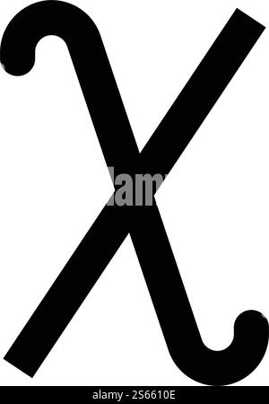 Chi griechisches Symbol kleiner Buchstabe Kleinbuchstabe Schriftart Symbol schwarzer Farbvektor Illustration flacher Stil einfaches Bild. Chi griechisches Symbol kleiner Buchstabe Kleinbuchstabe Schriftart Symbol schwarzer Farbvektor Illustration flaches Bild Stock Vektor