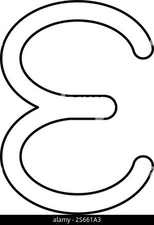 Epsilon griechisches Symbol kleiner Buchstabe Kleinbuchstabe Schriftart Symbol Umrandung schwarzer Farbvektor Illustration flacher Stil einfaches Bild. Epsilon griechisches Symbol kleiner Buchstabe Kleinbuchstaben Symbol Umrandung schwarzer Farbvektor Illustration flaches Bild Stock Vektor