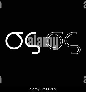 Sigma griechisches Symbol kleiner Buchstabe Kleinbuchstabe Schriftart Symbol Kontur Set weiß Farbe Vektor Illustration flach Stil einfaches Bild. Sigma griechisches Symbol kleiner Buchstabe Kleinbuchstaben Symbol Kontur Set White Color Vector Illustration Flat Style Bild Stock Vektor