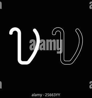 Upsilon griechisches Symbol kleiner Buchstabe Kleinbuchstabe Schriftart Symbol Kontur Set weiß Farbe Vektor Illustration flache Stil einfaches Bild. Upsilon griechisches Symbol kleiner Buchstabe Kleinbuchstaben Symbol Kontur Set White Color Vector Illustration Flat Style Bild Stock Vektor