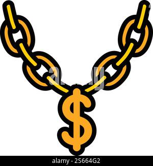 Symbol der Halskette mit Dollarzeichen. Umriss Dollar-Zeichen Halskette Vektor-Symbol für Web-Design isoliert auf weißem Hintergrund. Dollarzeichen, Collier-Symbol, Outline-Stil Stock Vektor