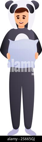 Junge Pandabär Pyjama-Ikone. Cartoon des Jungen Pandabär Pyjama Vektor-Icon für Web-Design isoliert auf weißem Hintergrund. Junge Pandabär Pyjama-Ikone, Cartoon-Stil Stock Vektor