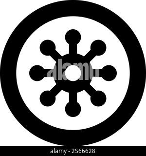 Virus Corona Infektion Coronavirus COVID-19 Infektion Virologie Icon im Kreis Runde schwarze Farbe Vektor Illustration flache Stil einfaches Bild. Virus Corona Infektion Coronavirus COVID-19 Infektion Virologie Icon im Kreis Runde schwarze Farbe Vektor Illustration flache Stil Bild Stock Vektor