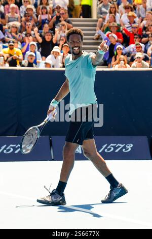Melbourne, Australien. Januar 2025. Tennis: Grand Slam - Australian Open, Männer Singles, 2. Runde. Altmaier (Deutschland) - Monfils (Frankreich). Gael Monfils feiert. Frank Molter/dpa/Alamy Live News Stockfoto