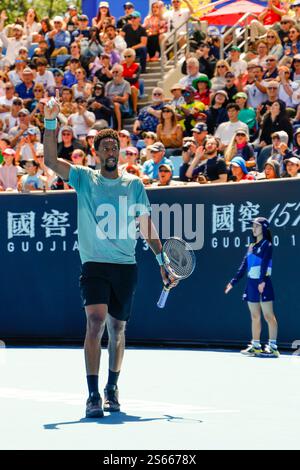 Melbourne, Australien. Januar 2025. Tennis: Grand Slam - Australian Open, Männer Singles, 2. Runde. Altmaier (Deutschland) - Monfils (Frankreich). Gael Monfils feiert. Frank Molter/dpa/Alamy Live News Stockfoto