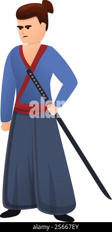 Moderne Samurai-Ikone. Cartoon des modernen Samurai-Vektorsymbols für Webdesign isoliert auf weißem Hintergrund. Moderne Samurai-Ikone im Cartoon-Stil Stock Vektor