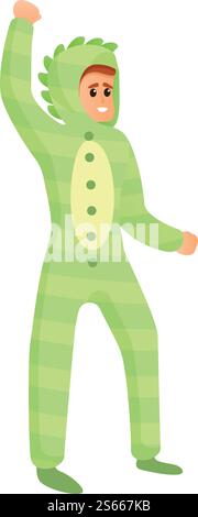 Grüne Dino-Pyjama-Jungen-Ikone. Cartoon des grünen Dino Pyjama Jungen Vektor-Ikone für Web-Design isoliert auf weißem Hintergrund. Grüne Dino-Pyjama-Jungen-Ikone, Cartoon-Stil Stock Vektor