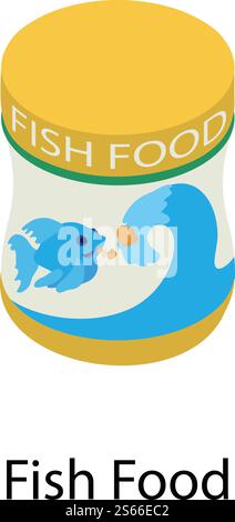 Symbol für Fischfutterbox. Isometrisch des Fisch-Lebensmittel-Box-Vektorsymbols für Web-Design isoliert auf weißem Hintergrund. Fischfutterbox Symbol, isometrischer Stil Stock Vektor