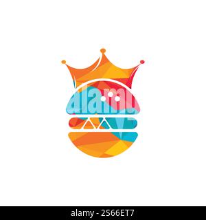 Burger King Vektor-Logo-Design. Burger mit Crown Icon-Logo. Stock Vektor