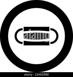Medizinische Einweg-Maske Gesicht Krankenhaus Verschmutzung schützen Virus COVID 19 vor Coronavirus Symbol im Kreis Runde schwarze Farbe Vektor Illustration flache Art einfaches Bild. Medizinische Einweg-Maske Gesicht Krankenhaus Verschmutzung schützen Virus COVID 19 vor Coronavirus Symbol im Kreis Runde schwarze Farbe Vektor Illustration flache Stil Bild Stock Vektor