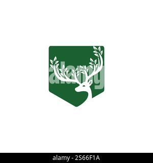 Logodesign mit Hirschblattgeweih. Stock Vektor