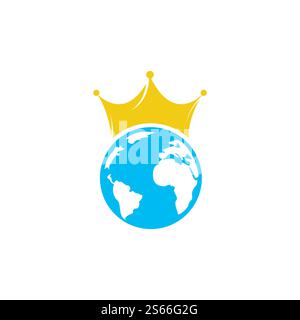 King Planet Vektorlogo-Design. Globe King Logo Icon Design. Stock Vektor